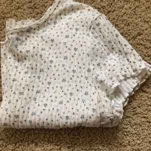 Blue floral print short sleeve top:)